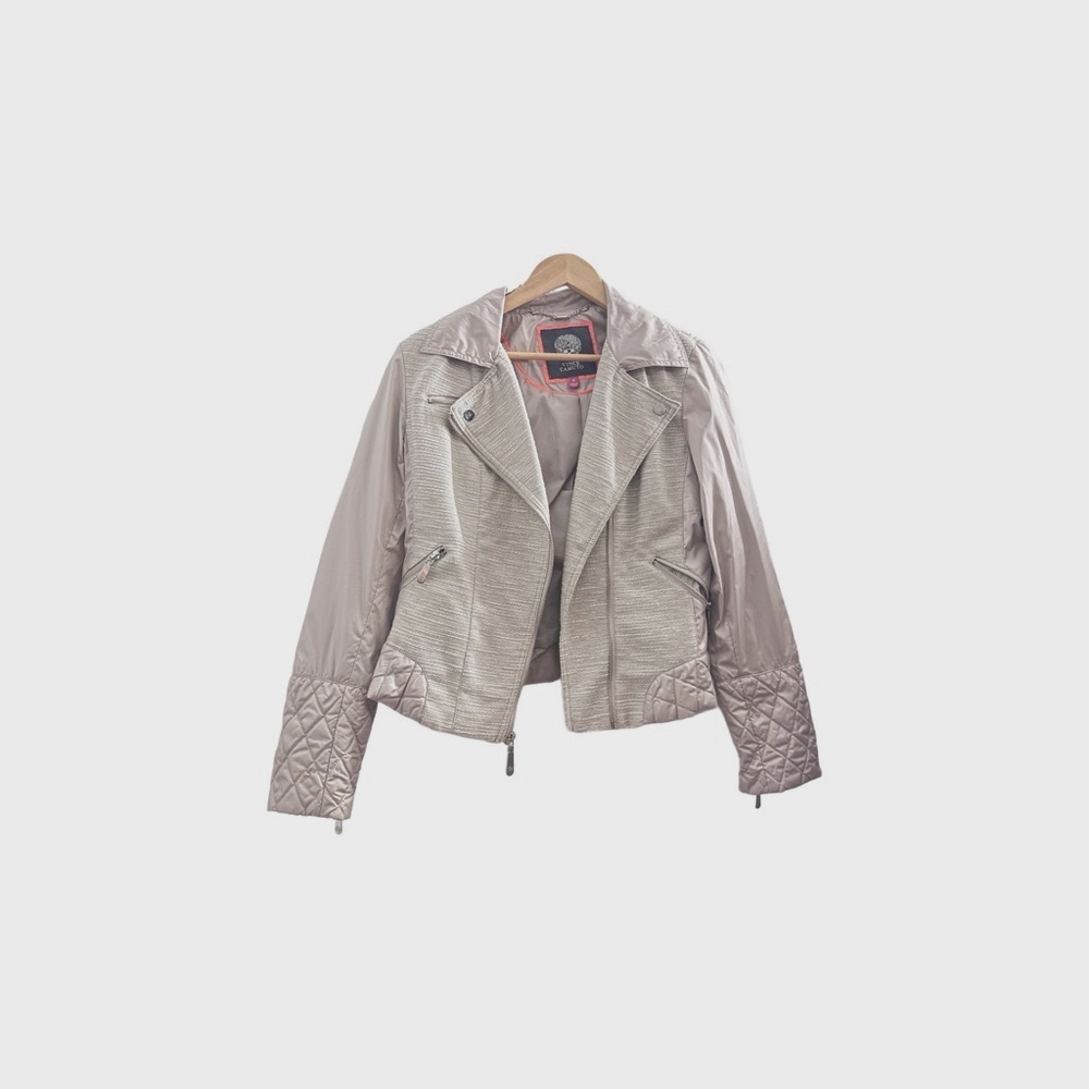 Vince Camuto Women's Quilted lined bomber  Jacket - Cream and Tan